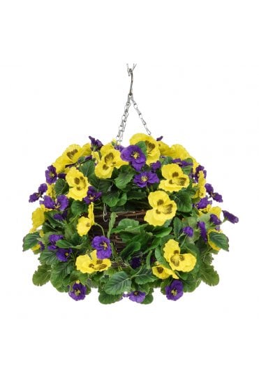 Artificial 30cm Blue and Yellow Hanging Basket Ball