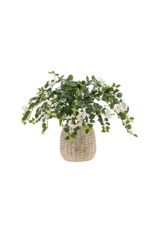 Artificial Bougainvillea White in Bamboo Pot 