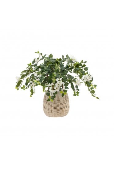 Artificial Bougainvillea White in Bamboo Pot 