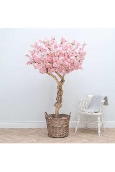 Artificial Cherry Blossom Tree Pink - Real Timber Trunk 210cm
