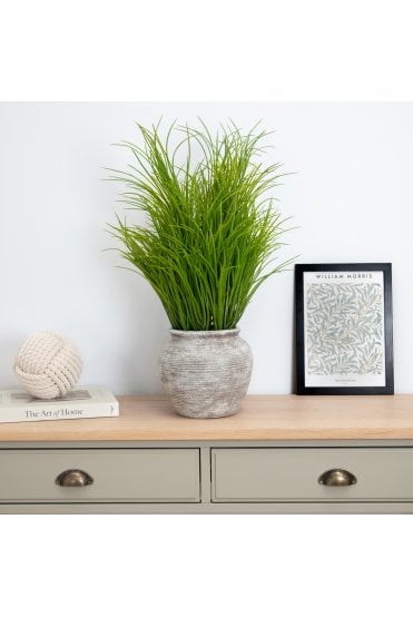 Artificial Grass in Rustic Pot 