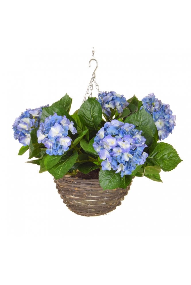 The Artificial Plants Shop Artificial Hydrangea Basket Blue