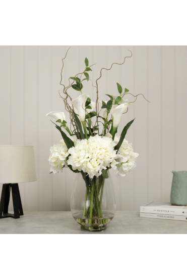 Artificial Hydrangea White in Vase 84cm