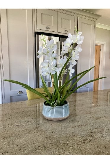 Artificial Orchid 52cm Tall in a Ceramic Style Planter