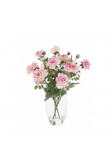 Artificial Pink Rose Arrangement in Barrel Vase