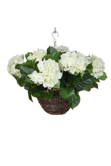 Artificial Small Hydrangea 25cm Hanging Basket