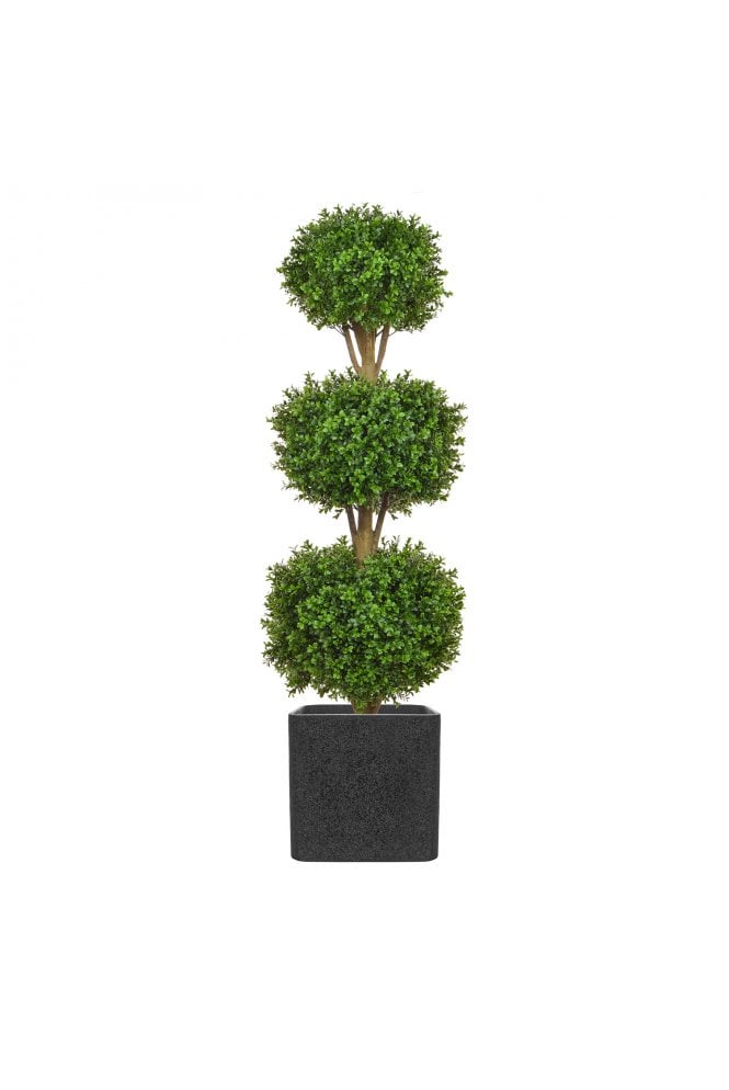 Artificial Topiary Buxus Triple Ball in Pot. 