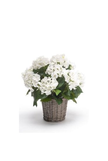 Artificial White Hydrangea in a Basket