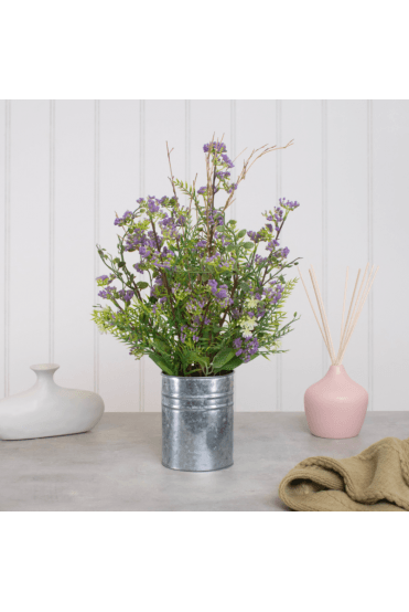 Artificial Wild Flower Arrangement in Tin Base