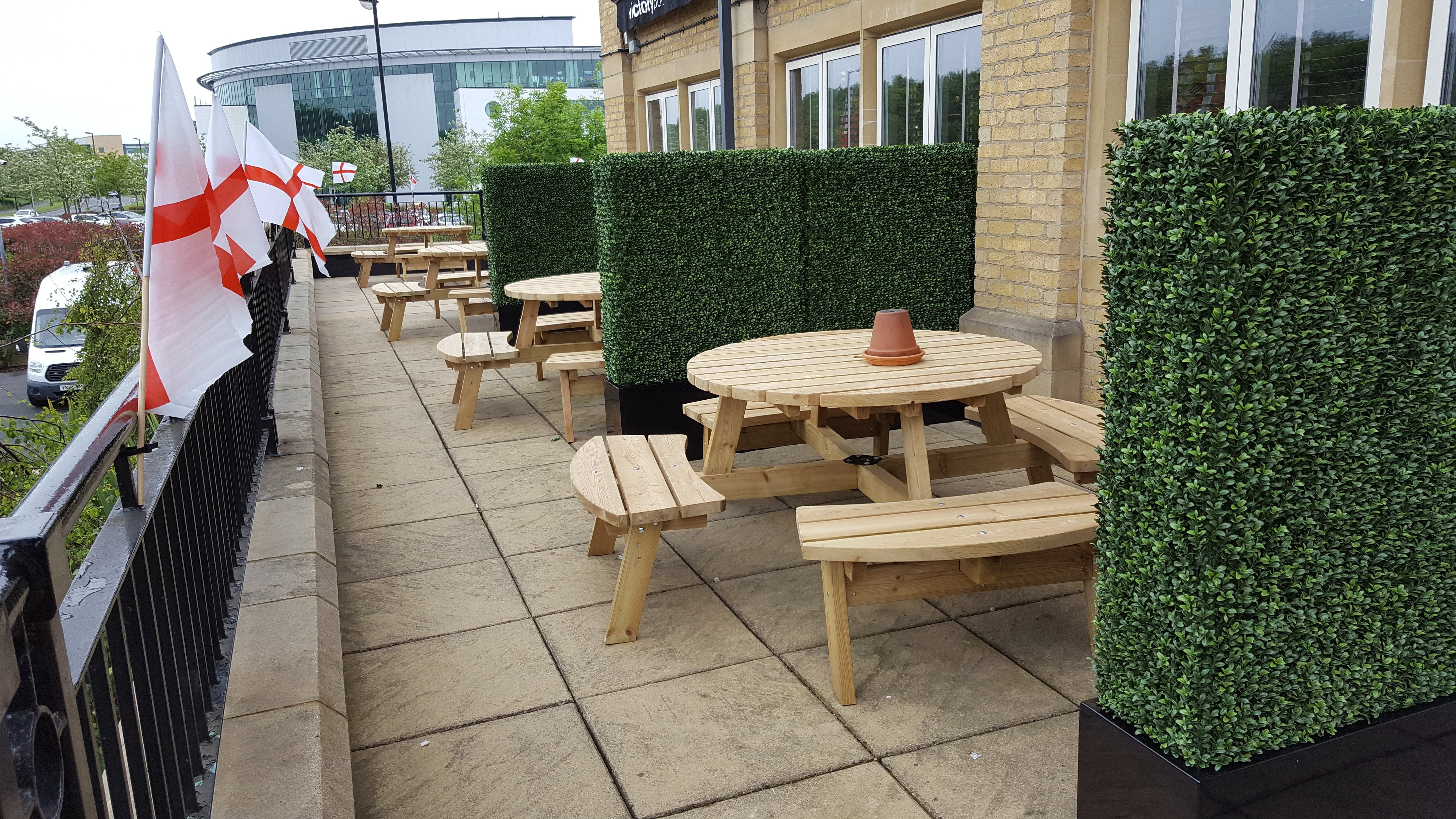 Artificial Boxwood Hedge in GRP Troughs