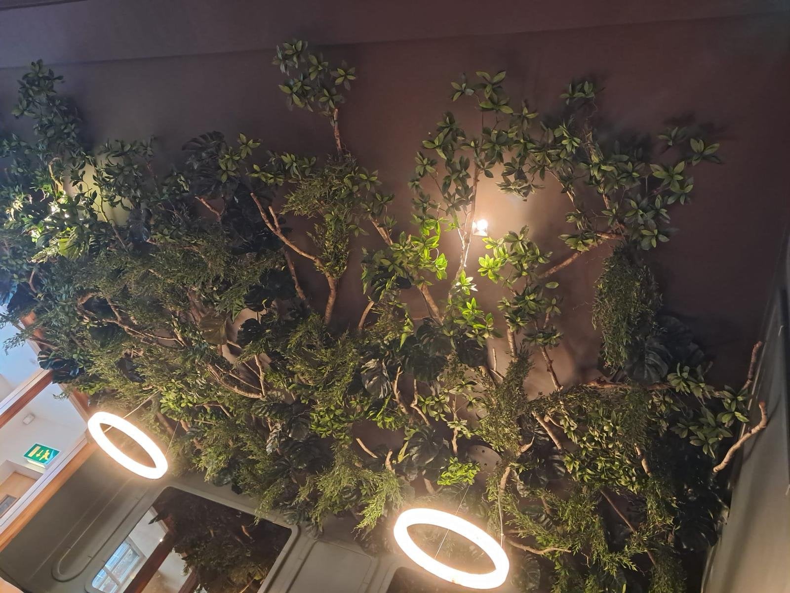 Artificial Foliage Growing Across Ceiling