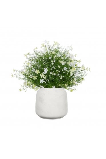 Potted Artificial White Baby's Breath Display - UV Resistant