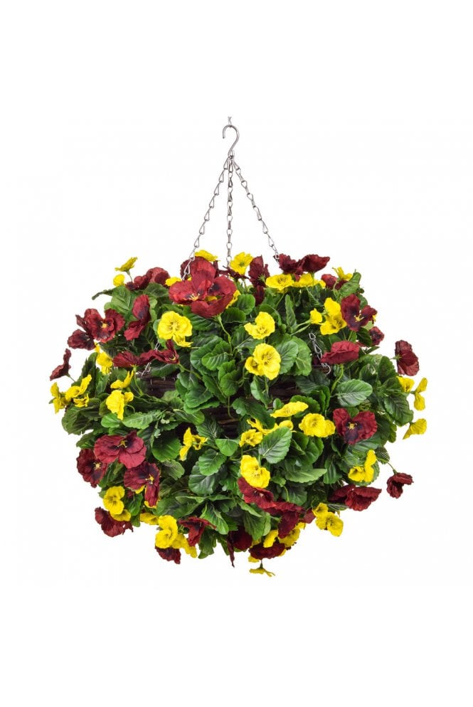 The Artificial Plants Shop Artificial 60cm Red and Yellow Hanging Basket