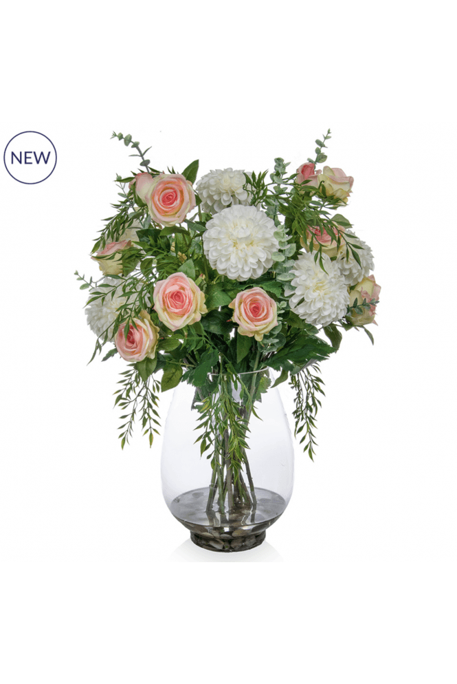 The Artificial Plants Shop Artificial Chrysanthemum and Roses in vase