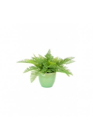 Artificial Fern Arrangement in Green Planter