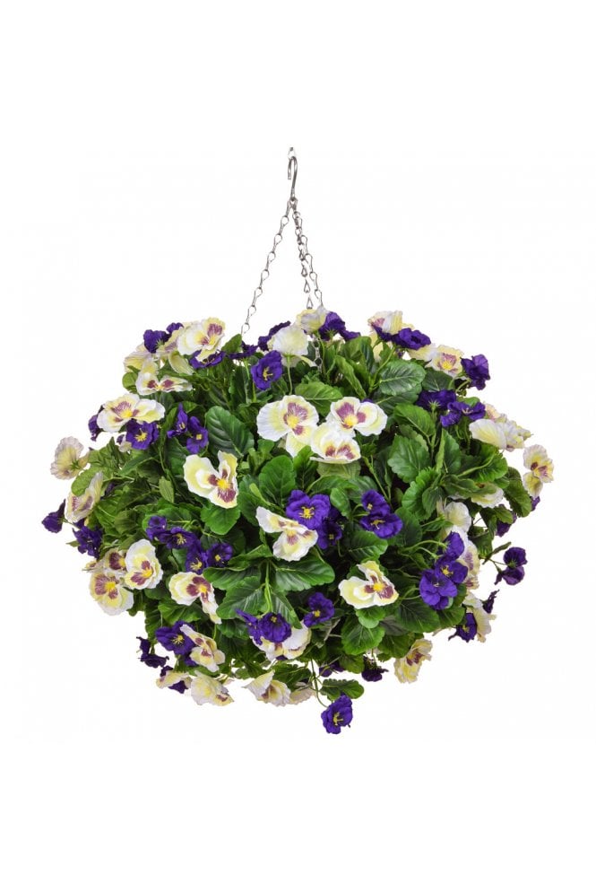 The Artificial Plants Shop Artificial Pansy Hanging Basket Ball Large 65cm