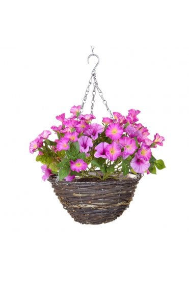 Artificial Petunia Hanging Basket Pink