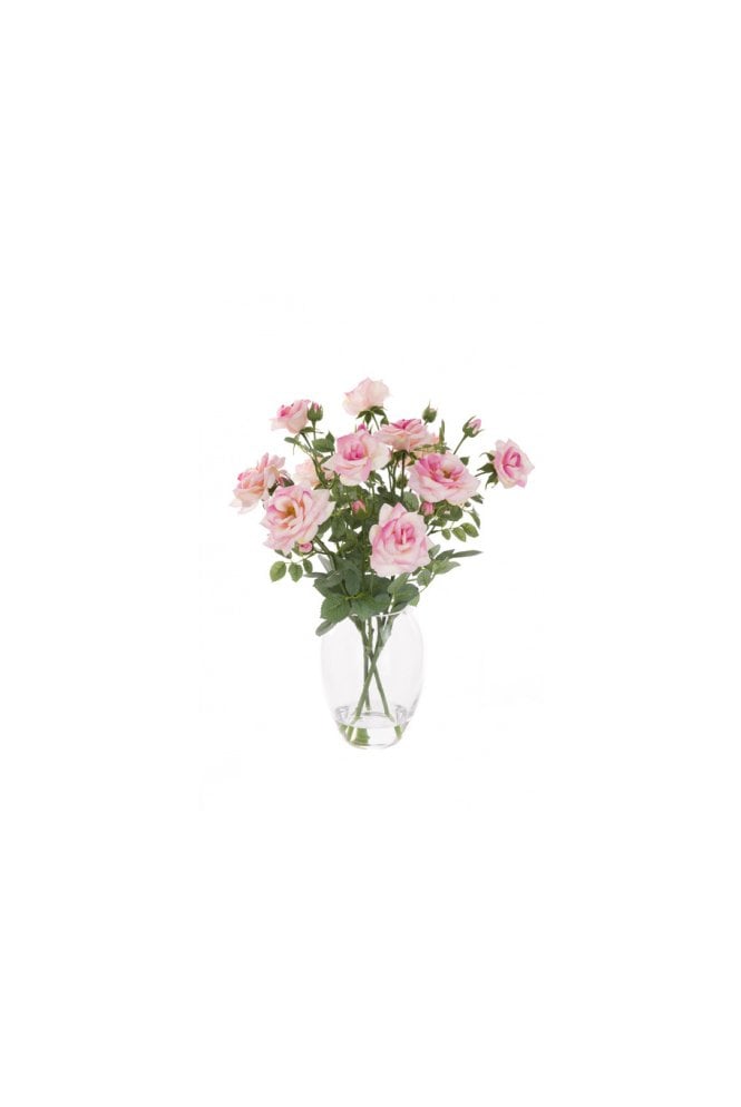 The Artificial Plants Shop Artificial Pink Rose Arrangement in Barrel Vase