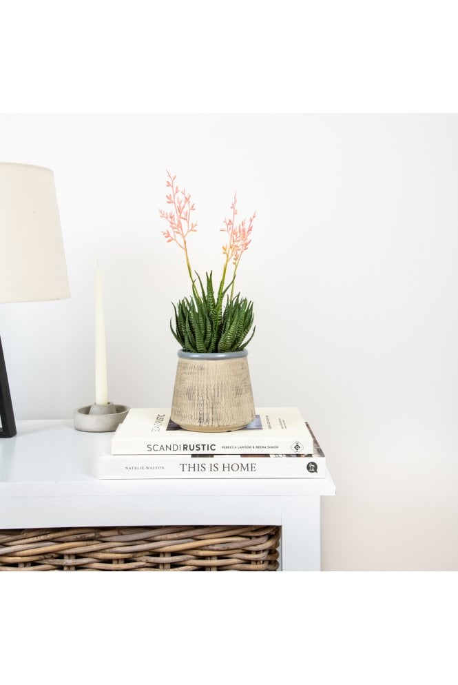 The Artificial Plants Shop Artificial Potted Flowering Aloe Pink