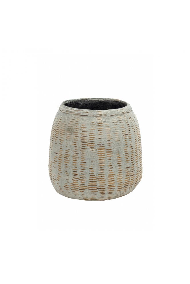 White Coated Bamboo Distressed Pot